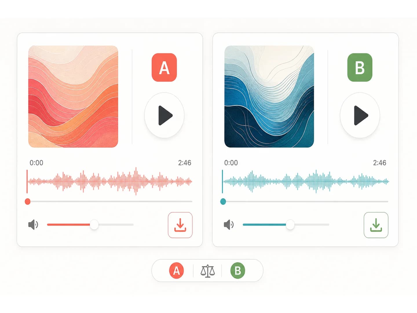Step 3: Two versions, then download - AI Music Generator